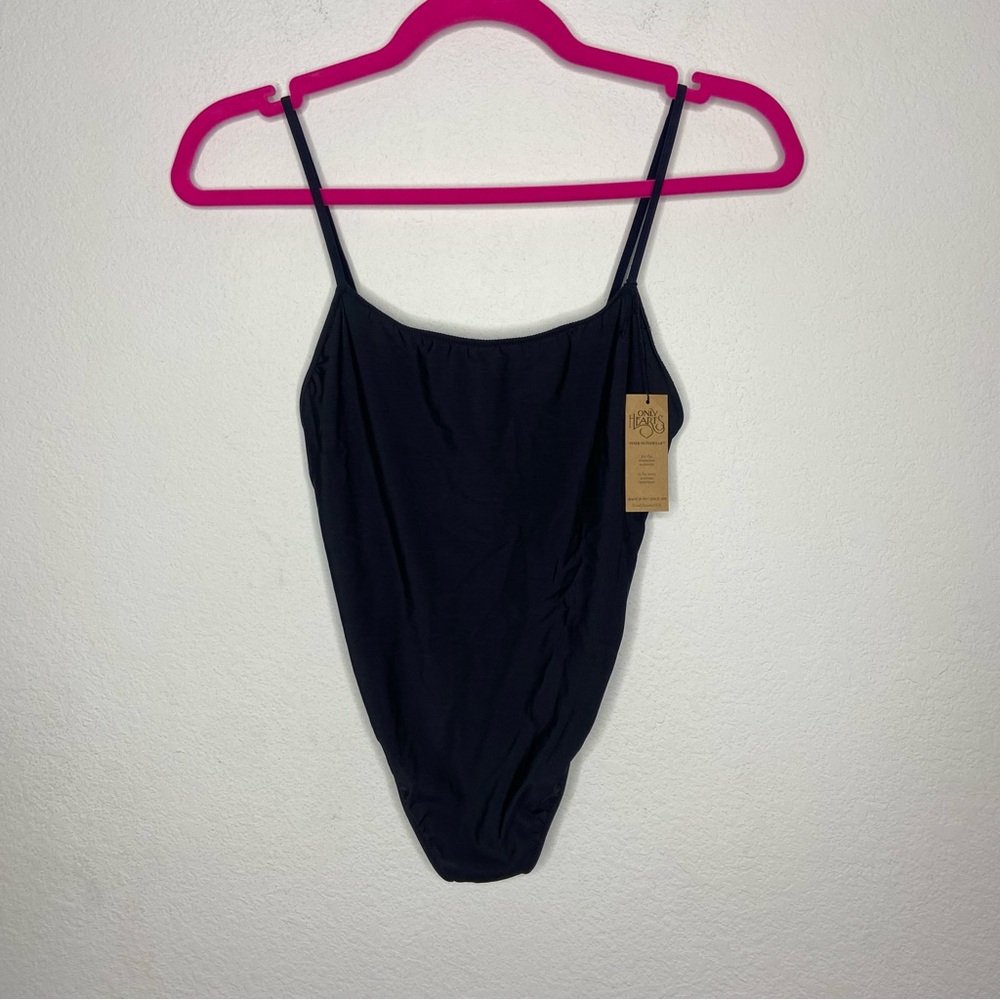 Only Hearts Black Second Skins Low Back Thong Bodysuit Size S NWT - Picture 3 of 9